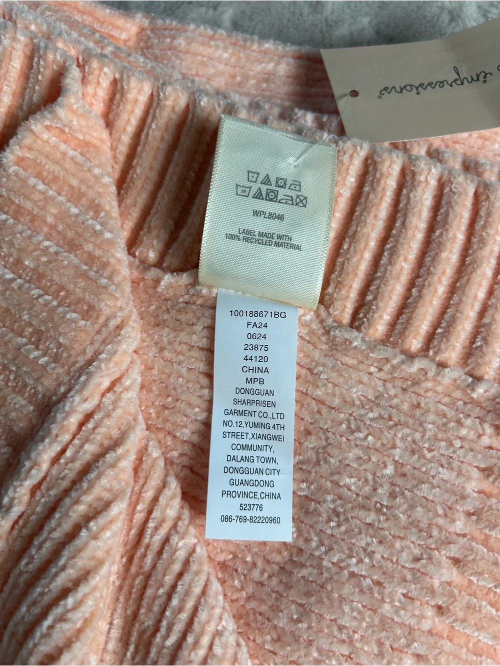 First Impressions Iced Peach Chenille Baby Blanket Soft Sweater Knit Lovey